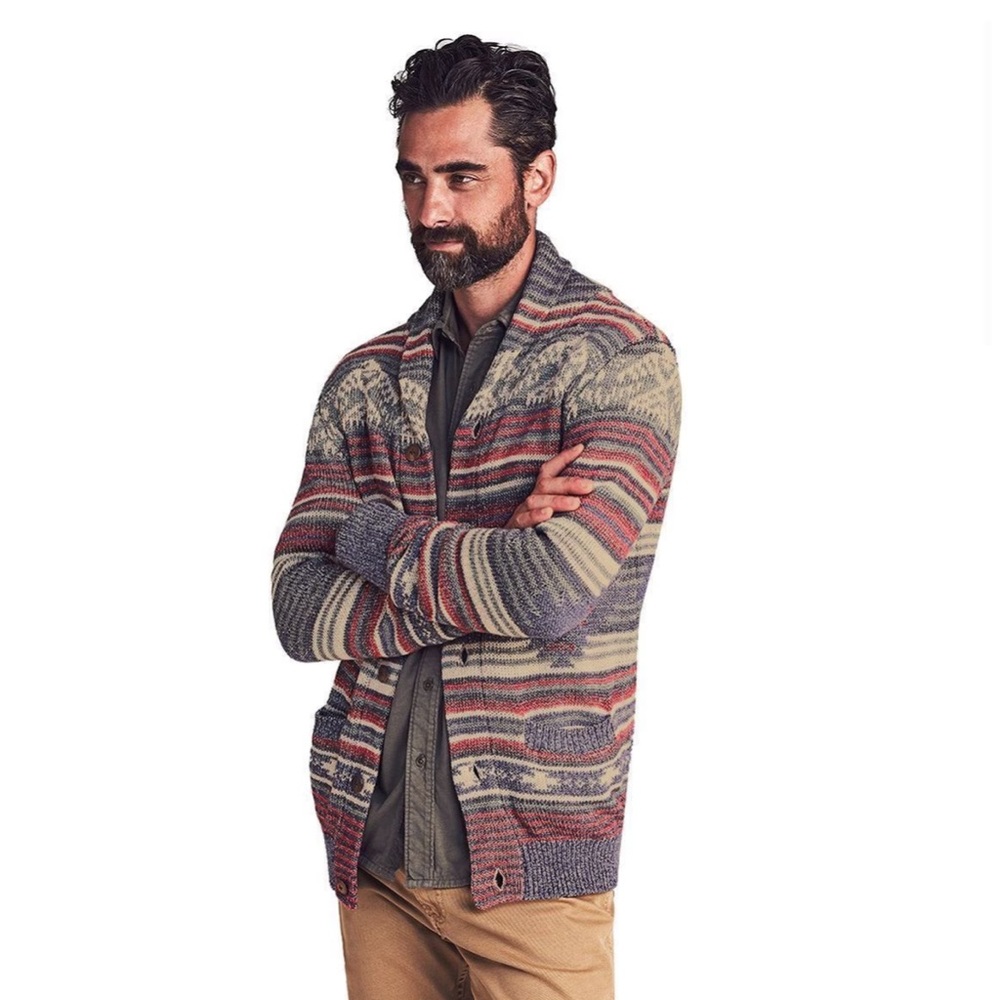Faherty Men’s Thunderbird Serape Jacquard
Button Cardigan - Medium - EUC